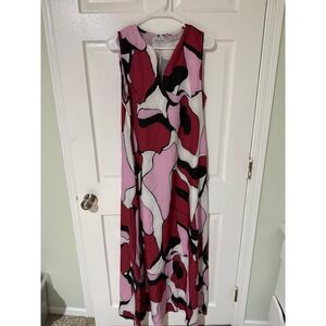 MISSLOOK Abstract Print V Neck Sleeveless Maxi Dress Size Medium